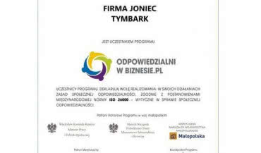 Joniec uczestnikiem programu ODPOWIEDZIALNI W BIZNESIE.PL